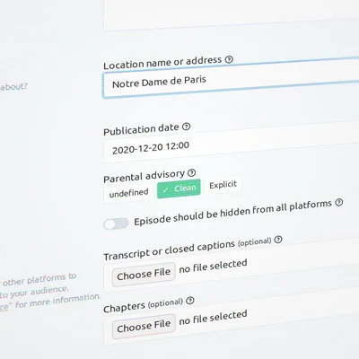 Castopod supports the Location tag