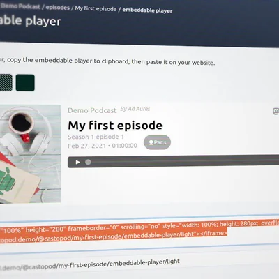 Embed a Castopod audio player in another website